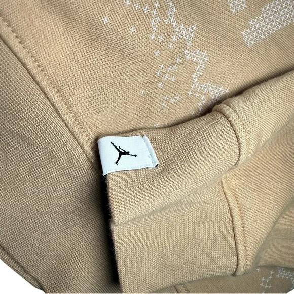 Nike Air Jordan Men’s Small Holiday Fleece Crew Sweater Beige - Picture 2 of 6